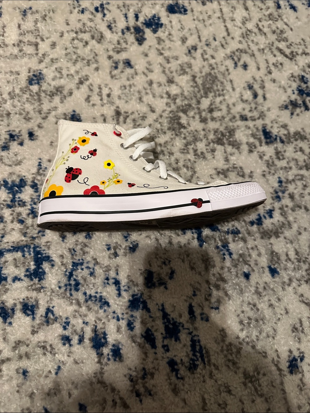 Converse White High-Top Sneakers with Red Ladybug & Yellow Floral Accents - Picture 3 of 7